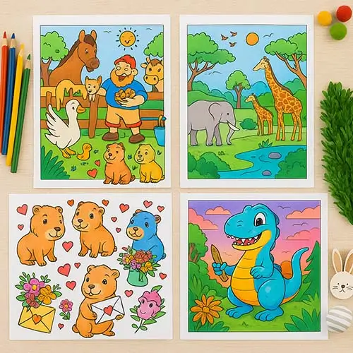 500 Creatures & Monsters Coloring Page Prompts